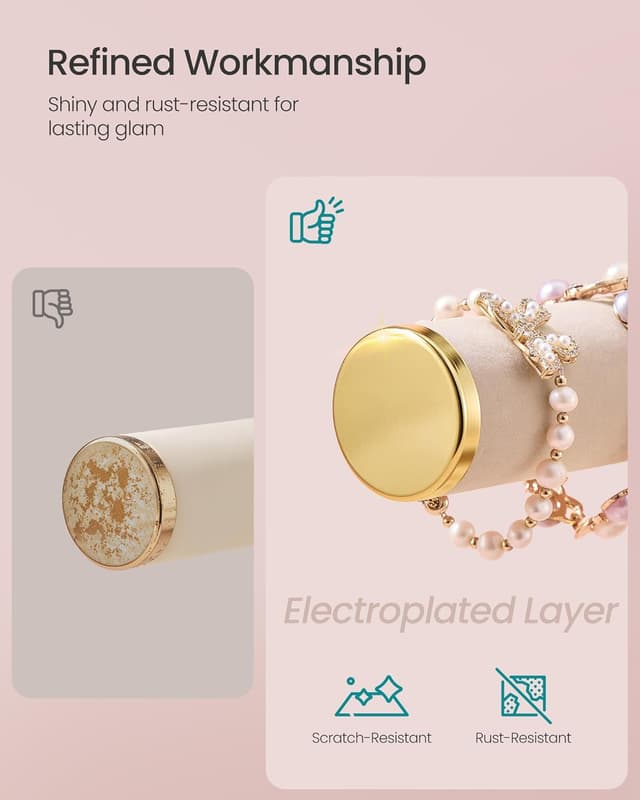 Detalle de SONGMICS JJS027A01 3-Tier bracelet holder stand with velvet tray and removable ring holder