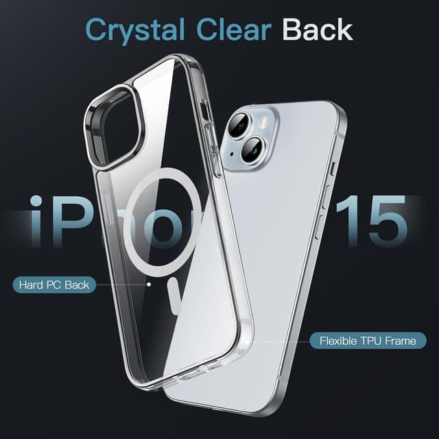 Detalle 2 de JETech Magnetic Case for iPhone 15 6.1-inch Clear