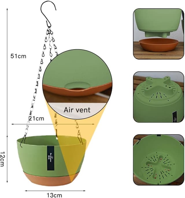 Thumbnail 1 de EACHPT Blumenampel 21 cm Hängepflanzgefäß