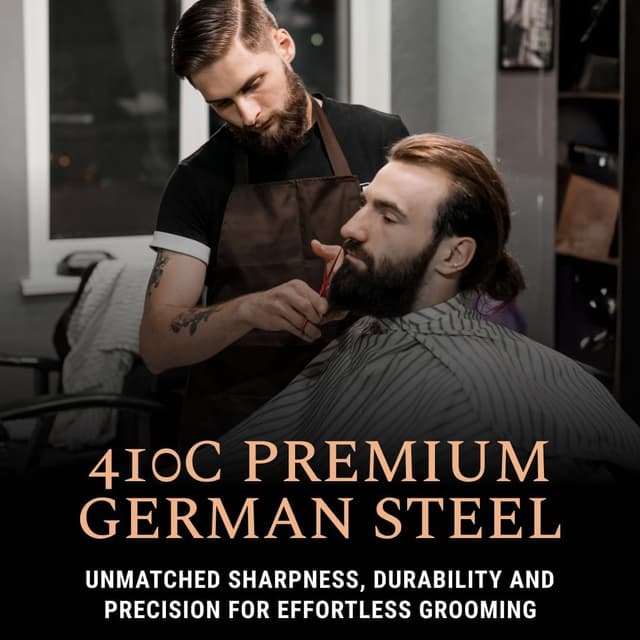 Detalle 2 de Ontaki 5" Beard & Moustache Scissors Grooming Kit with Comb Set and Carry Pouch