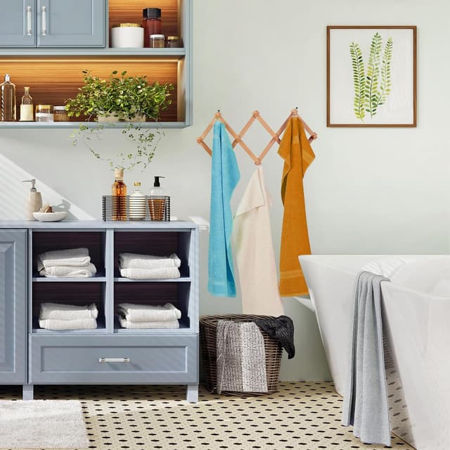 Detalle de Relaxdays Attaccapanni da parete allungabile con 10 ganci in legno naturale