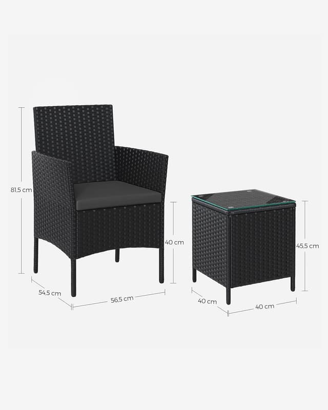 Detalle de Salon de jardin SONGMICS 2 places en résine tressée PE (GGF003BZ03) avec table et 2 fauteuils