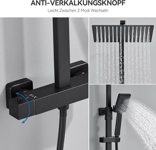 Detalle 2 de Auralum Auralum Duscharmatur Schwarz Thermostatset