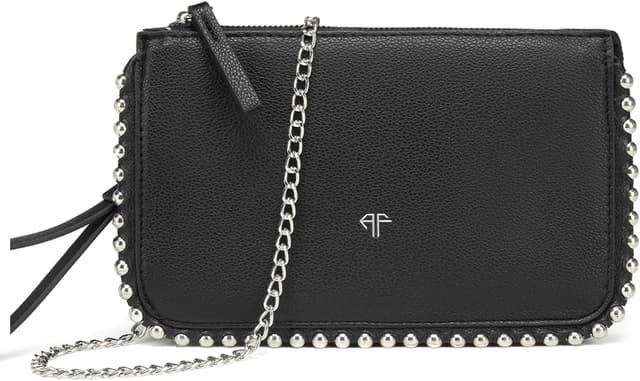 Detalle de AFKOMST AFKOMST Piccola pochette e Wristlet Wallet da donna con tracolla a catena, Nero