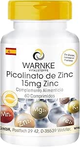 Imagen de Warnke Vitalstoffe Picolinato de Zinc 15mg 60 comprimidos Calidad alemana 💊 en OfertitasTOP