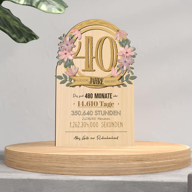 Thumbnail 3 de Rubinhochzeit Karte 40 Jahre Holzkarte