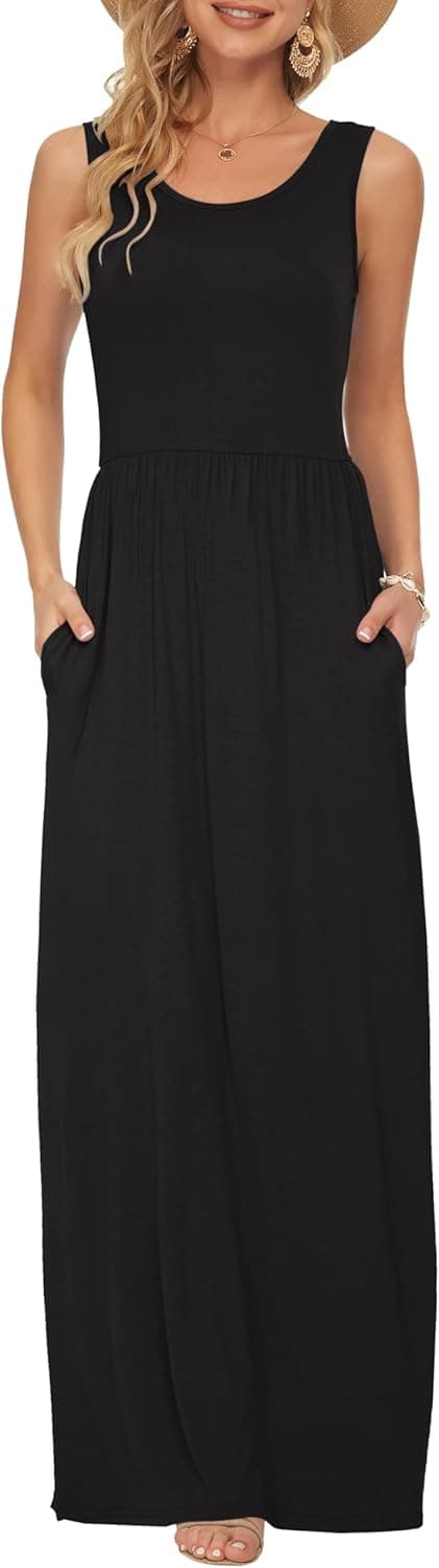 Thumbnail 6 de AUSELILY summer casual maxi dress with pockets – sleeveless long dress with elastic waist