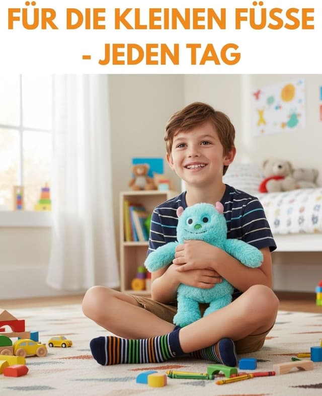 Thumbnail 6 de 10 Paar Kinder Socken für Jungen & Mädchen aus Baumwolle – strapazierfähige Kindersocken für Alltag, Sport und Spiel