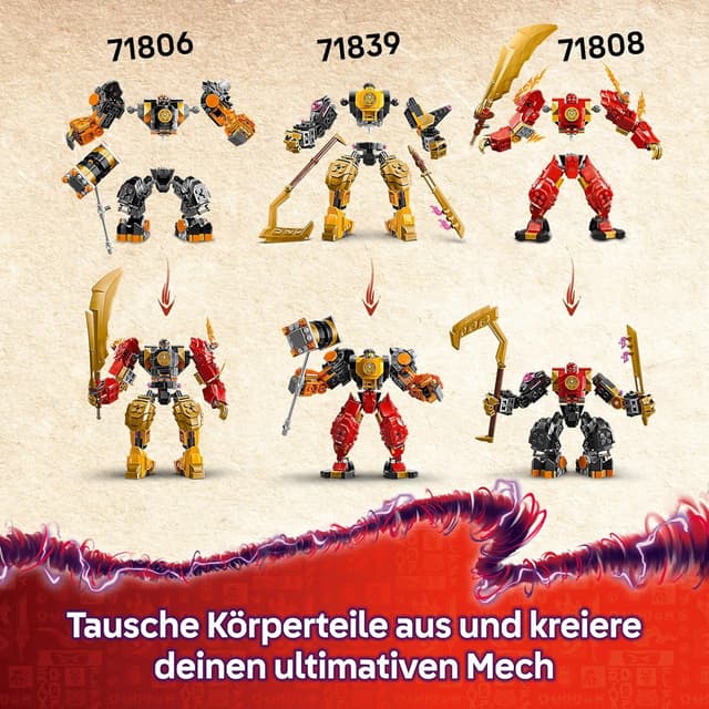 Detalle 2 de LEGO NINJAGO 71839 Arins Spinjitzumech – bewegliche Mech-Figur mit 2 Minifiguren und Baby Ryu