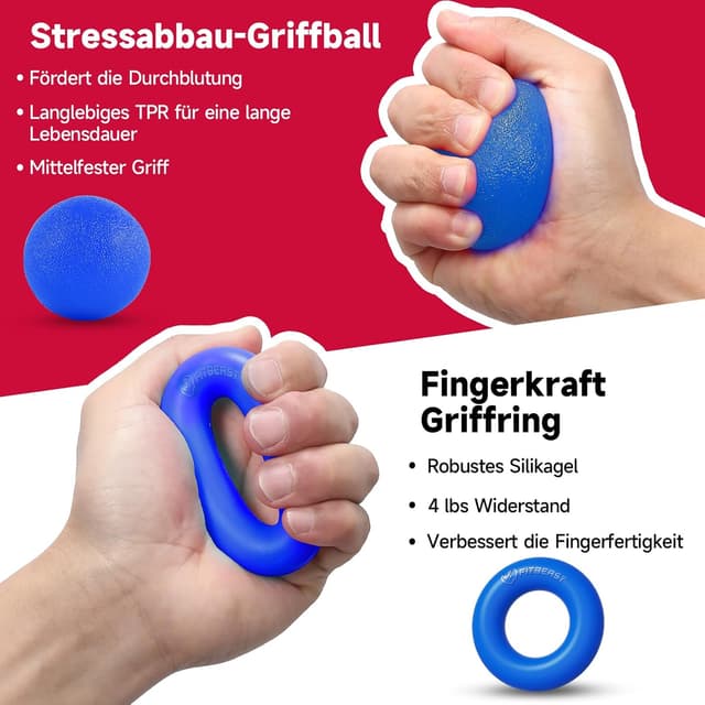 Detalle 2 de FitBeast Handtrainer Griffkraft Trainer 5er-Pack