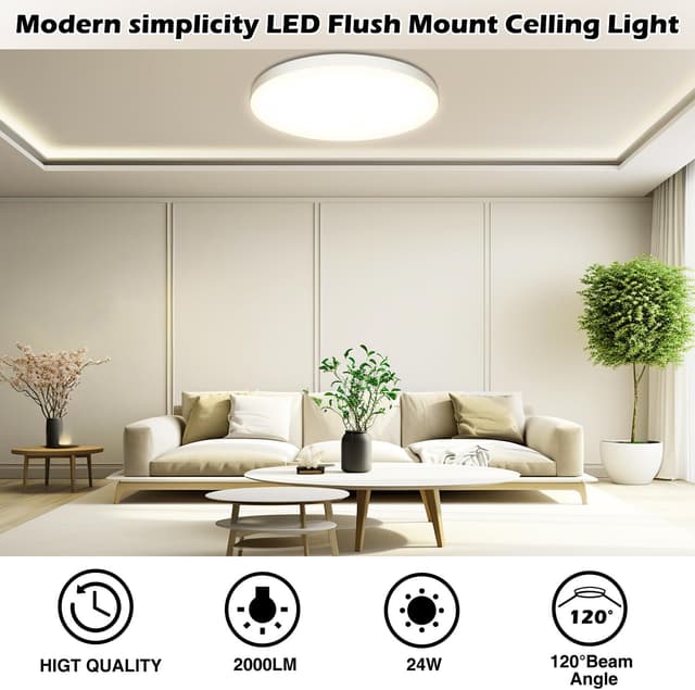 Detalle de OUILA Plafoniera LED da soffitto 24W IP44 rotonda Ø28 cm luce 4000K