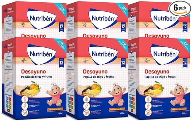 Detalle de Nutribén Papilla de Trigo y Frutas 🍎, 6x750g, Sin Aceite Palma