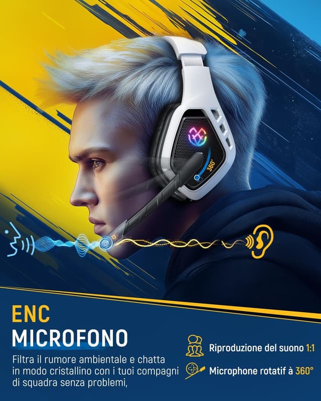 Thumbnail 6 de Tatybo Cuffie Gaming Wireless 40 Ore