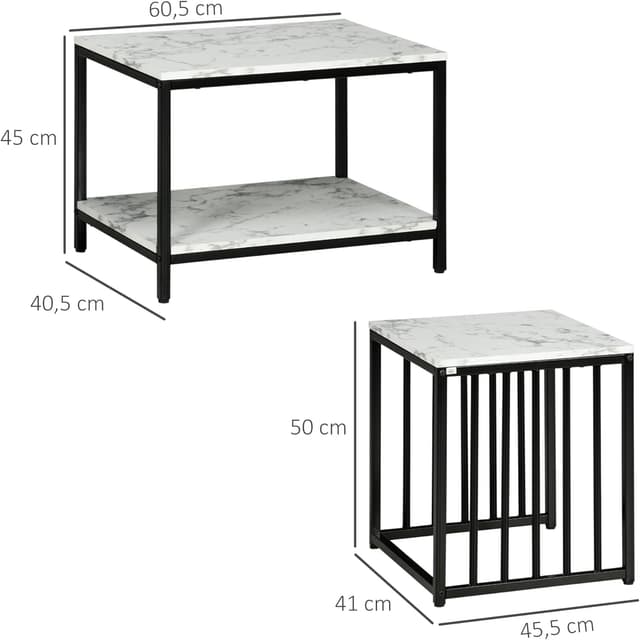 Thumbnail 2 de HOMCOM Lot de 2 tables gigognes 2 pièces