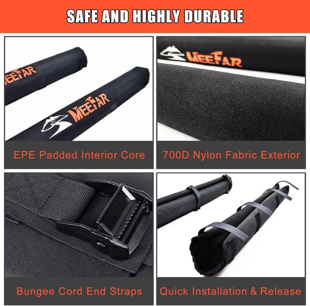 Detalle de MeeFar Soft Roof Rack Pads 2 straps