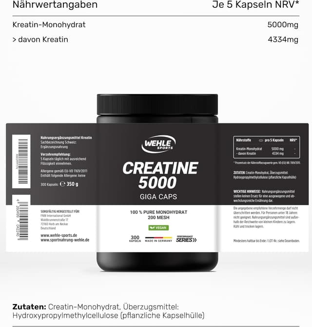 Thumbnail 5 de Wehle Sports Creatin Kapseln 5000 mg đź’Š