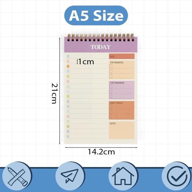 Detalle 2 de OFFCUP To Do List Planner A5 senza data da 52 fogli (rilegatura a doppia spirale)