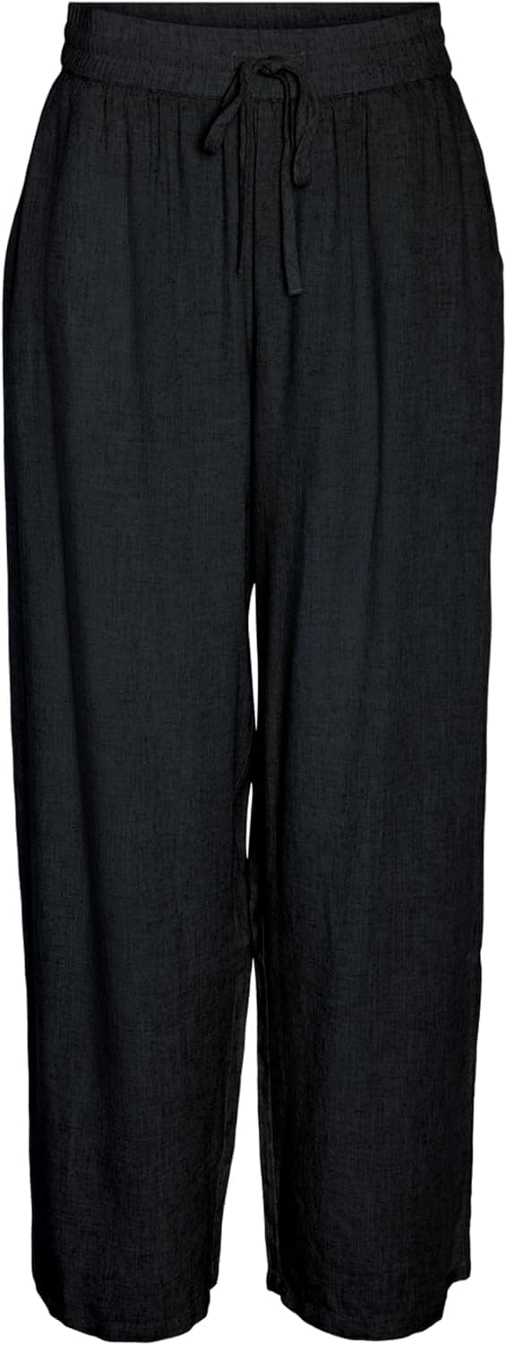 Detalle de Noisy may Weite Relaxed Fit Culotte aus Leinen mit Kordelzug und Taschen – modische Jogging-Optik