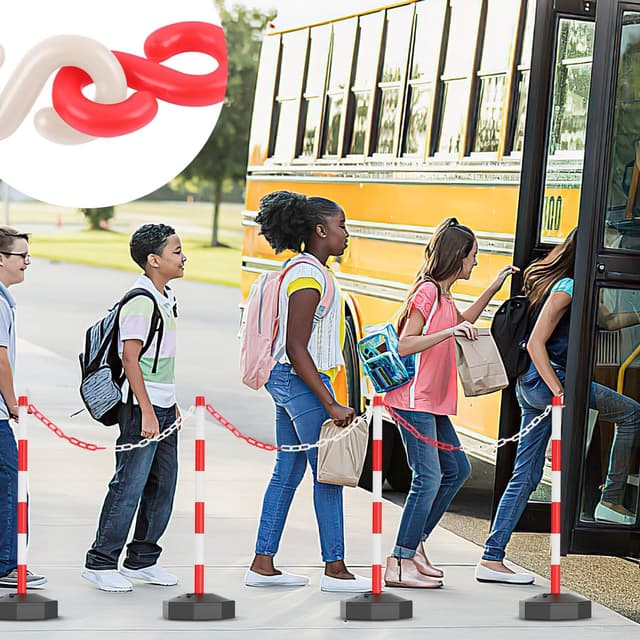 Detalle 2 de Absperrkette Kunststoffkette 10 m x 6 mm, Warnkette in Rot/Weiß mit Zusatzhaken