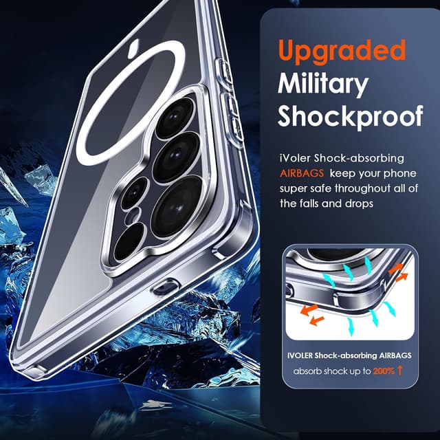 Detalle 2 de iVoler Chiaro Cover Magnetica per Samsung Galaxy S25 Ultra 5G compatibile MagSafe (trasparente, sottile, anti-ingiallimento)