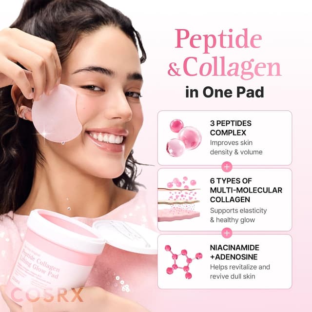 Detalle de COSRX OneStep Original Peptide Collagen Lifting Glow Pad (100 Pads) — peptide & collagen toner pads for elasticity and glow