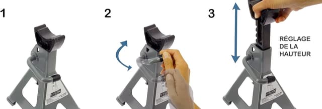 Detalle de Precision Steel 2 cavalletti a cremagliera auto con treppiedi, portata 3 tonnellate