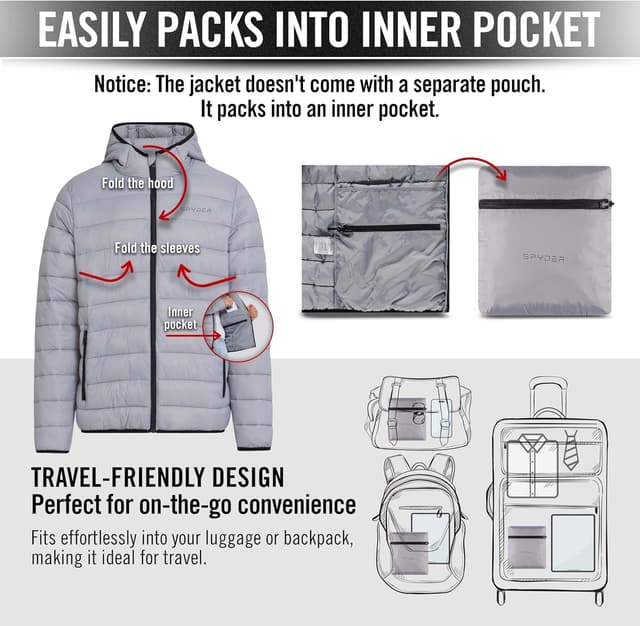 Thumbnail 6 de Spyder Packable Quilted Hooded Jacket for Men