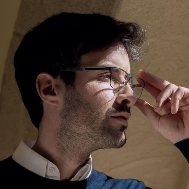 Detalle 2 de ZENOTTIC Blaulichtfilter-Brille für Herren – Rahmenlose Lesebrille mit Metallgestell und einstellbaren Bügeln