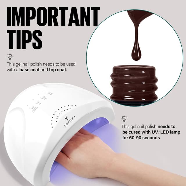 Thumbnail 6 de TOMICCA Vernis Semi Permanent Brun Foncé (gel UV/LED, 15 ml) pour manucure brillante et durable