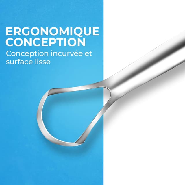 Detalle de HOKIN gratte-langue en acier inoxydable pour adultes (2 pièces) : nettoyeur d’hygiène buccale