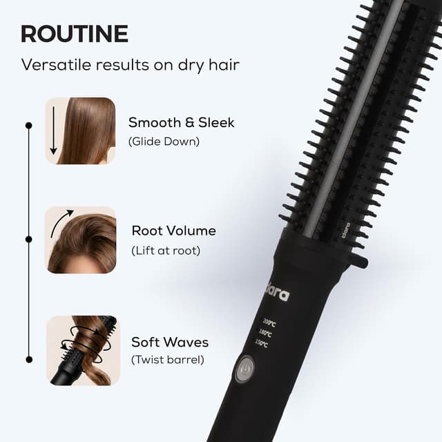 Detalle de Clara Anti-Frizz Ionic Slim Hot Brush 32mm (Triple Heat Settings) – 3-in-1 Round Brush for Smooth, Waves & Blowouts