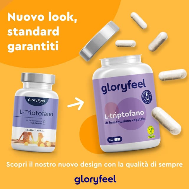 Detalle de L-Triptofano 500 mg da fermentazione vegetale da Fermentazione Vegetale – integratore in capsule da 240 per dormire