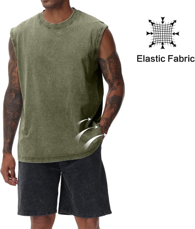 Detalle 1 de Herren Fitness Tanktop Baumwolle kurzarm