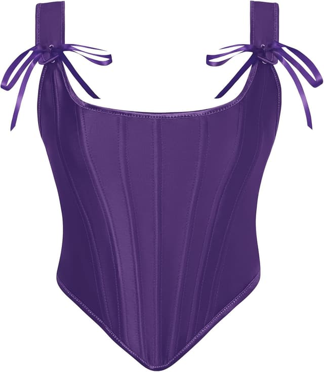 Detalle de Scarlet Darkness corset Renaissance pour femme en satin, à lacets style vintage