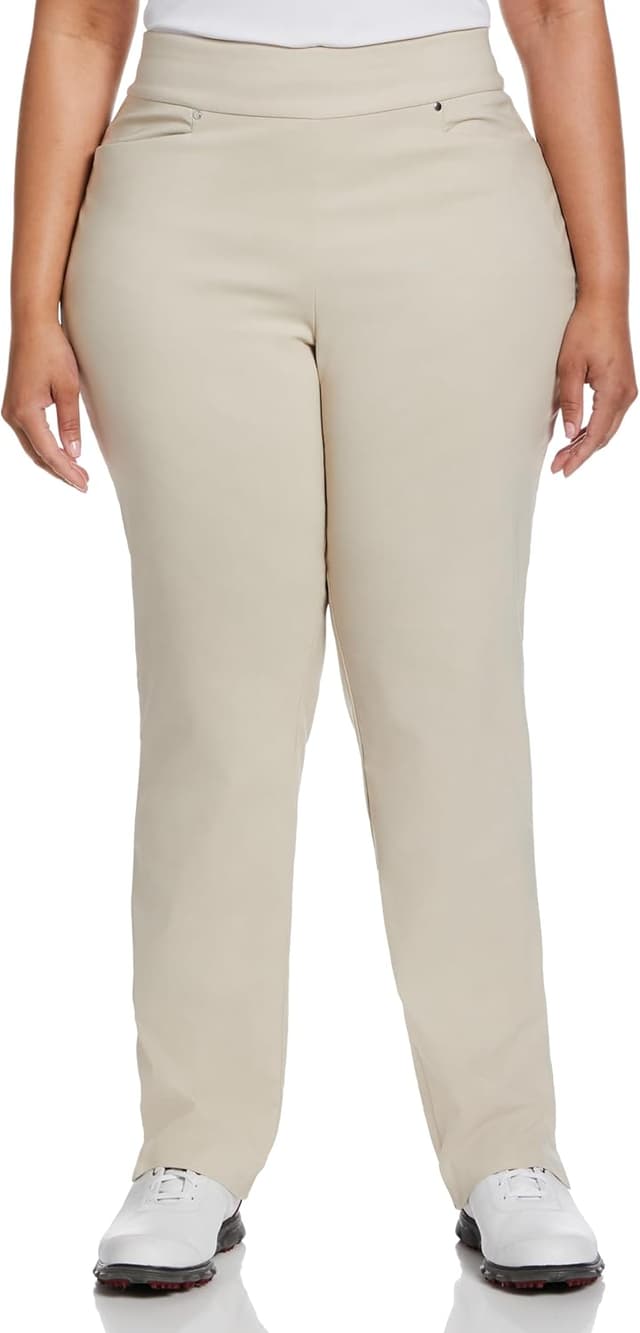 Detalle de PGA Tour Women’s Stretch Golf Pants with Pull-on Waist (Tummy Control, Moisture-Wicking, Sun Protection) 31" & 32" Inseams