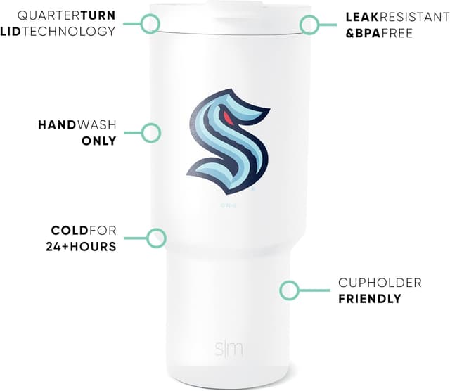 Detalle de Simple Modern Officially Licensed NHL 30 oz Tumbler with Flip Lid and Straws (Trek Collection)