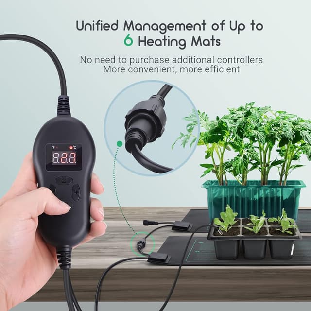 Detalle 2 de Luxbird Tapis chauffant pour plantes avec thermostat et contrôleur (2 tapis, IP67, 30 W)