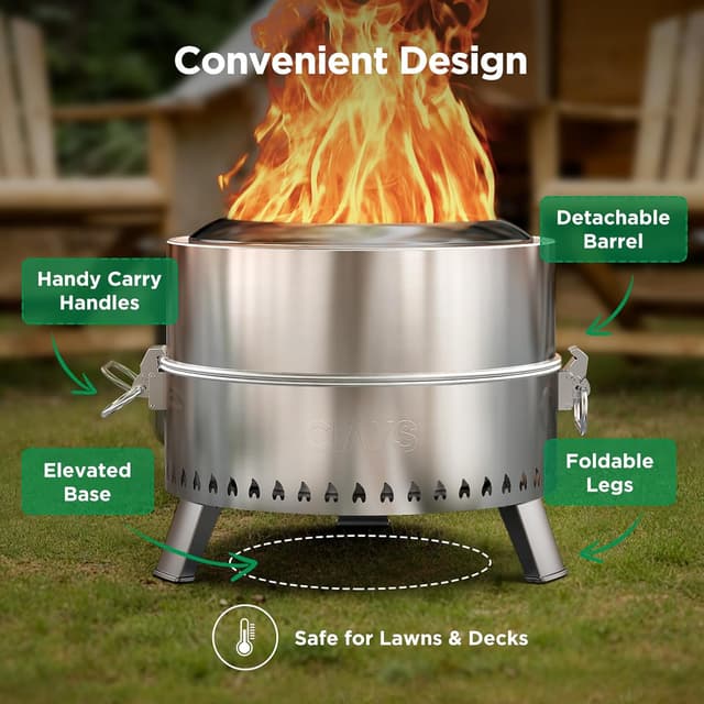 Thumbnail 3 de CIAYS Smokeless Fire Pit 21-Inch Outdoor with Grill 🪵