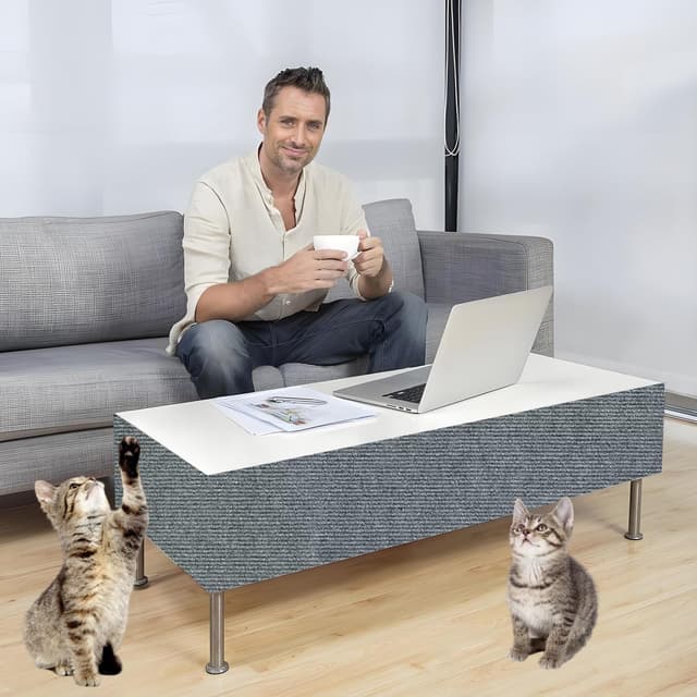 Detalle 2 de Xynovate tappetino tiragraffi adesivo per gatti grigio chiaro, riutilizzabile e tagliabile