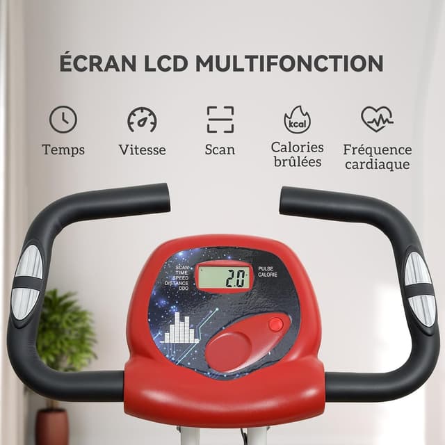 Thumbnail 2 de HOMCOM Vélo d'Appartement Magnétique Pliable 8 niveaux