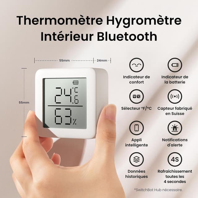 Thumbnail 1 de SwitchBot Thermomètre hygromètre intérieur 394 ft 📟