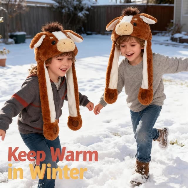 Detalle de Deletoys Animal Hat with Moving Ears, Jumping Pop-Up & Beating Plush Cap for Kids