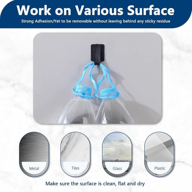 Detalle de Abnii 50 PCS Under Desk Cable Management Clips & Hook-and-Loop Ties (White, Small)