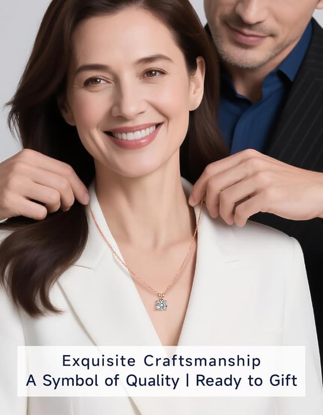 Detalle 2 de MomentWish Collana Moissanite da Donna con solitario in argento 925 (rosa/bianco/oro)