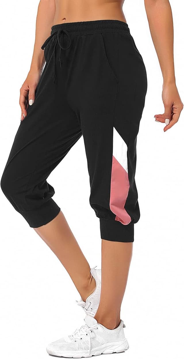 Detalle de Marvmys Pantalon jogger femme en coton et spandex, taille haute avec poches