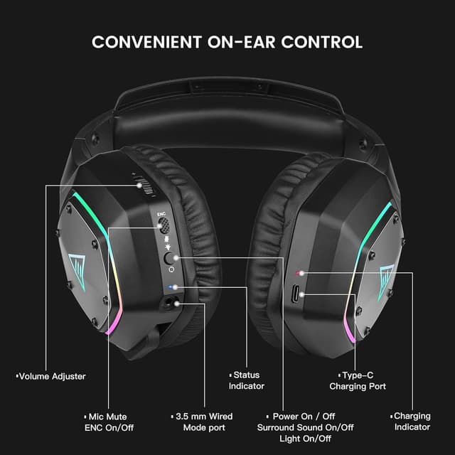 Thumbnail 6 de EKSA E1000WT Wireless Gaming Headset for PS4 PS5 PC (2.4G, 7.1 Surround, 36-Hour Battery, Mic ENC, RGB)