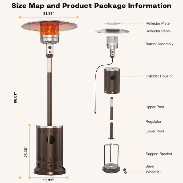 Thumbnail 5 de DIAMONDFORGE Patio Heater 50,000 BTU Brown