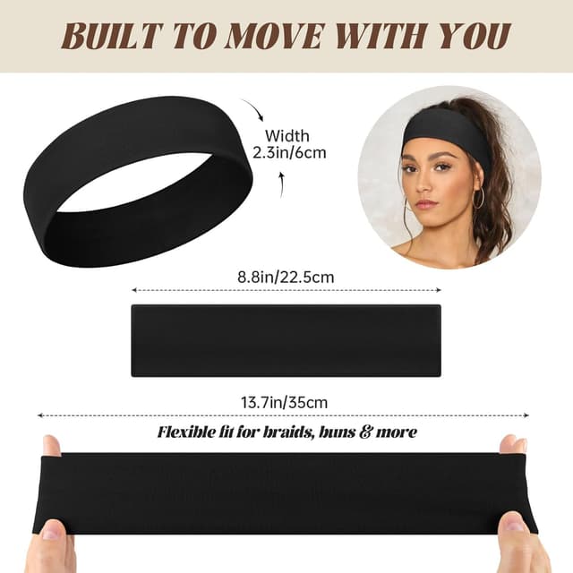 Thumbnail 6 de BELEVO Sport-Stirnband Damen (6er-Set) – rutschfeste, weiche Haarbänder für Yoga, Fitness & Pflege