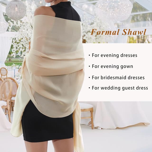 Detalle 2 de RIIQIICHY foulard/sciarpa in seta da donna in poliestere double-face, stola da cerimonia 180×90 cm