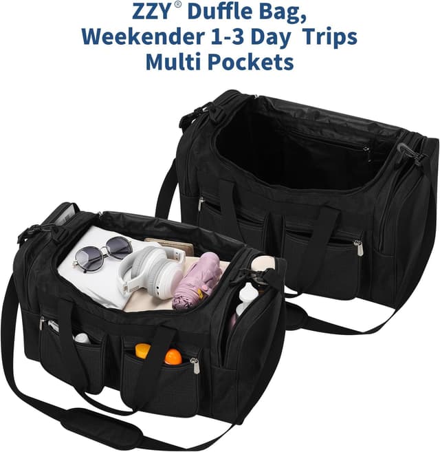 Detalle de ZZY Men’s 40L Gym Bag Sports Duffle with Lockable Zipper, 20-inch Holdall (Black)